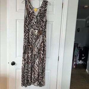 Liz Lange Brown and Black Animal-Print Sleeveless Maxi Dress